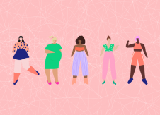 Women on pink background