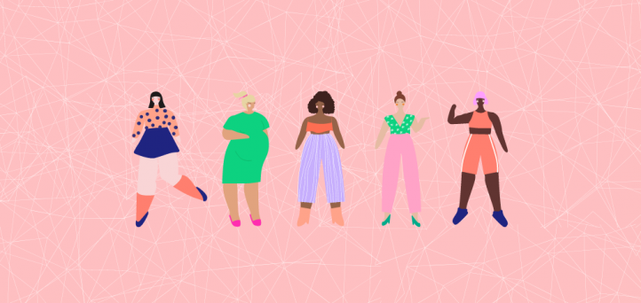 Women on pink background