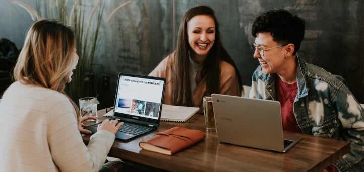 Young people working